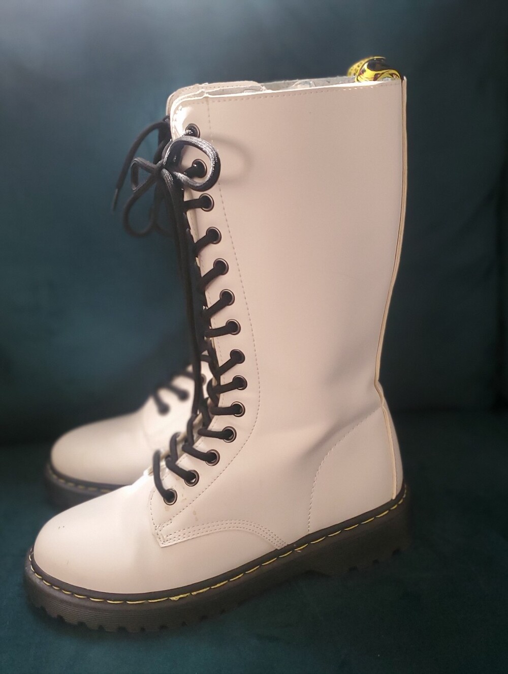 Women's White Lace-Up Combat Boots